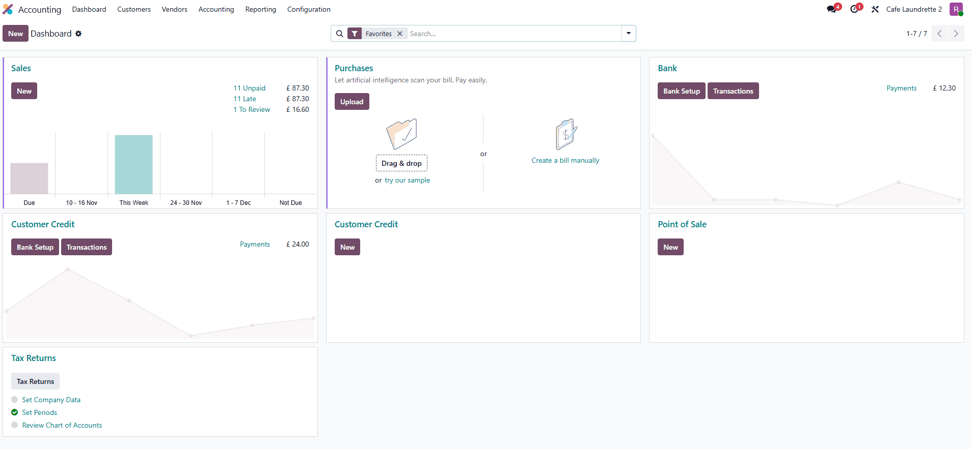 Odoo accounting view on a client instance showing posted entries